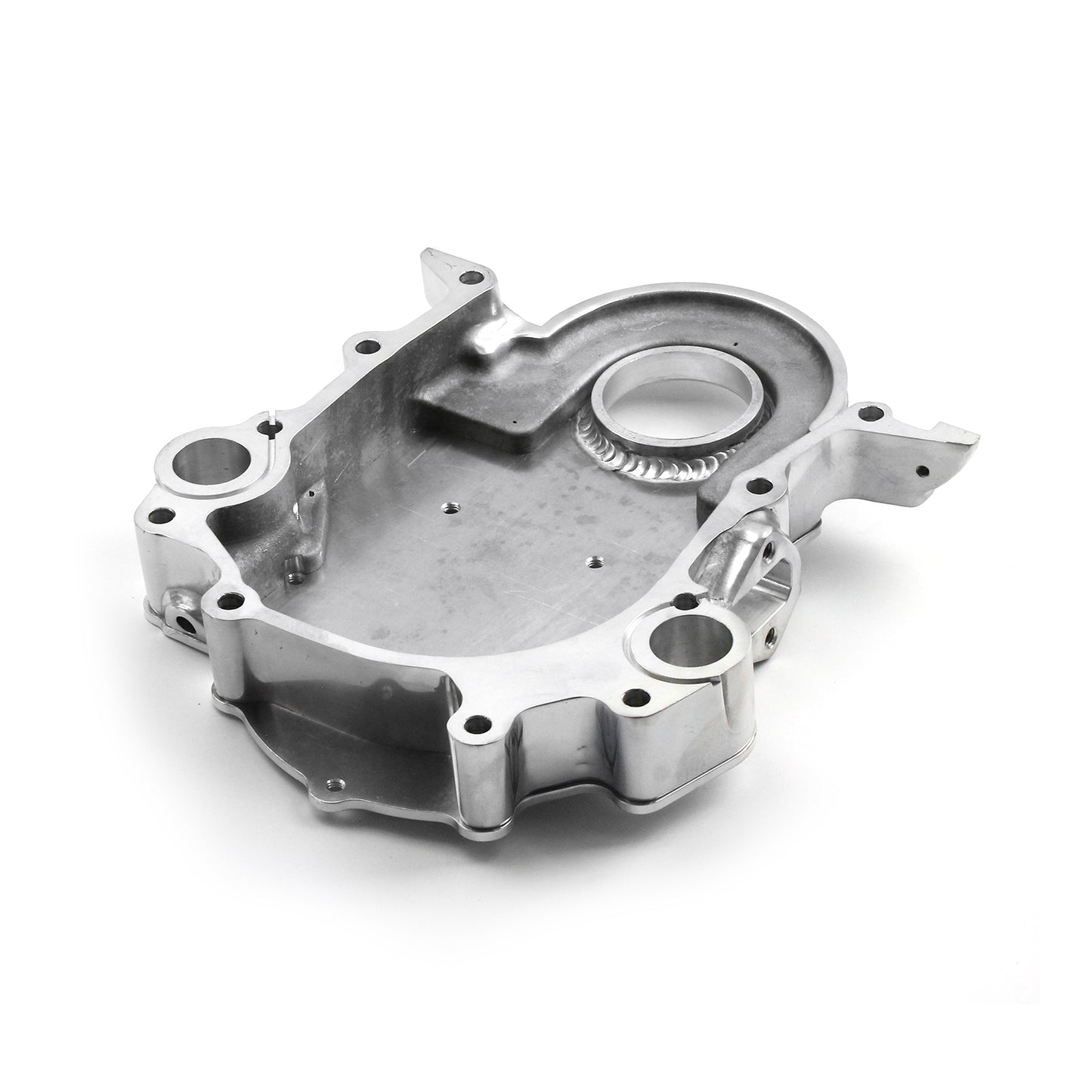 Ford 429 460 1968-97 Cubierta de cadena de distribución delantera de aluminio extraíble de 2 piezas pulida