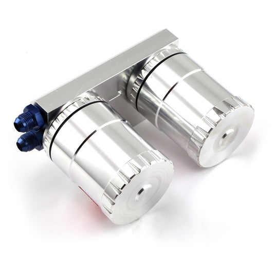 Billet Aluminum Dual Oil Filter Relocation Kit with Reusable Filters