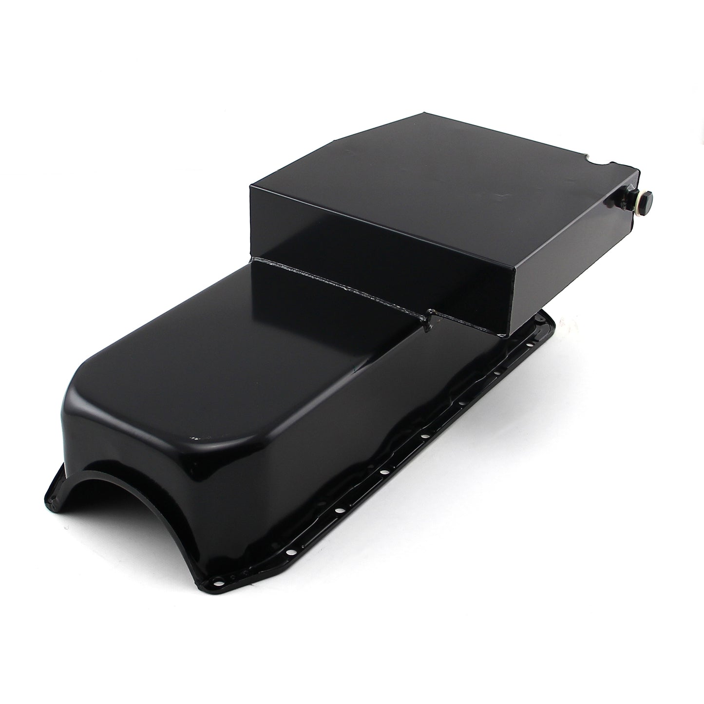 Cárter de aceite circular de 7 cuartos para Chevy SBC 350, 2 piezas, 1955-79, lado D, negro