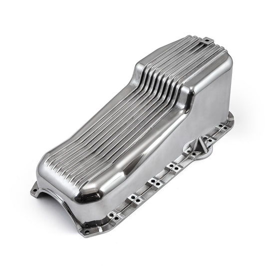 Chevy SBC 350 2Pcs Rms 1980-85 P/Side Polished Finned Aluminum Oil Pan