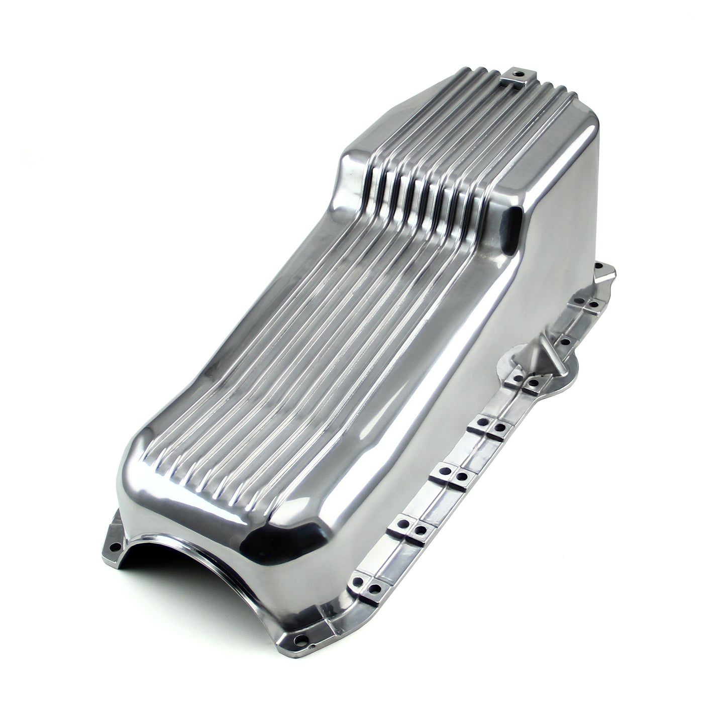 Cárter de aceite de aluminio pulido con aletas para Chevy SBC 350 (1 unidad, Rms, 1986 en adelante)