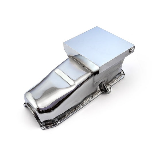 Cárter de aceite trasero de arrastre de 7 cuartos para Chevy SBC 350, 2 piezas, 1980-85, lado de marcha, cromado