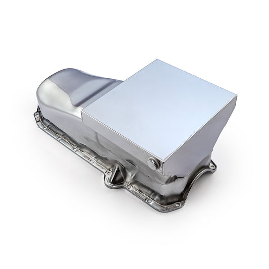 Cárter de aceite trasero de arrastre de 7 cuartos para Chevy SBC 350, 2 piezas, 1980-85, lado de marcha, cromado