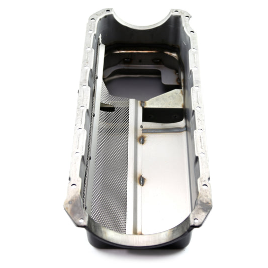 Cárter trasero de 2 piezas para Chevy BBC 454 de 6 cuartos de galón, cárter de aceite de arrastre negro con bandeja de corrección de deriva atornillable