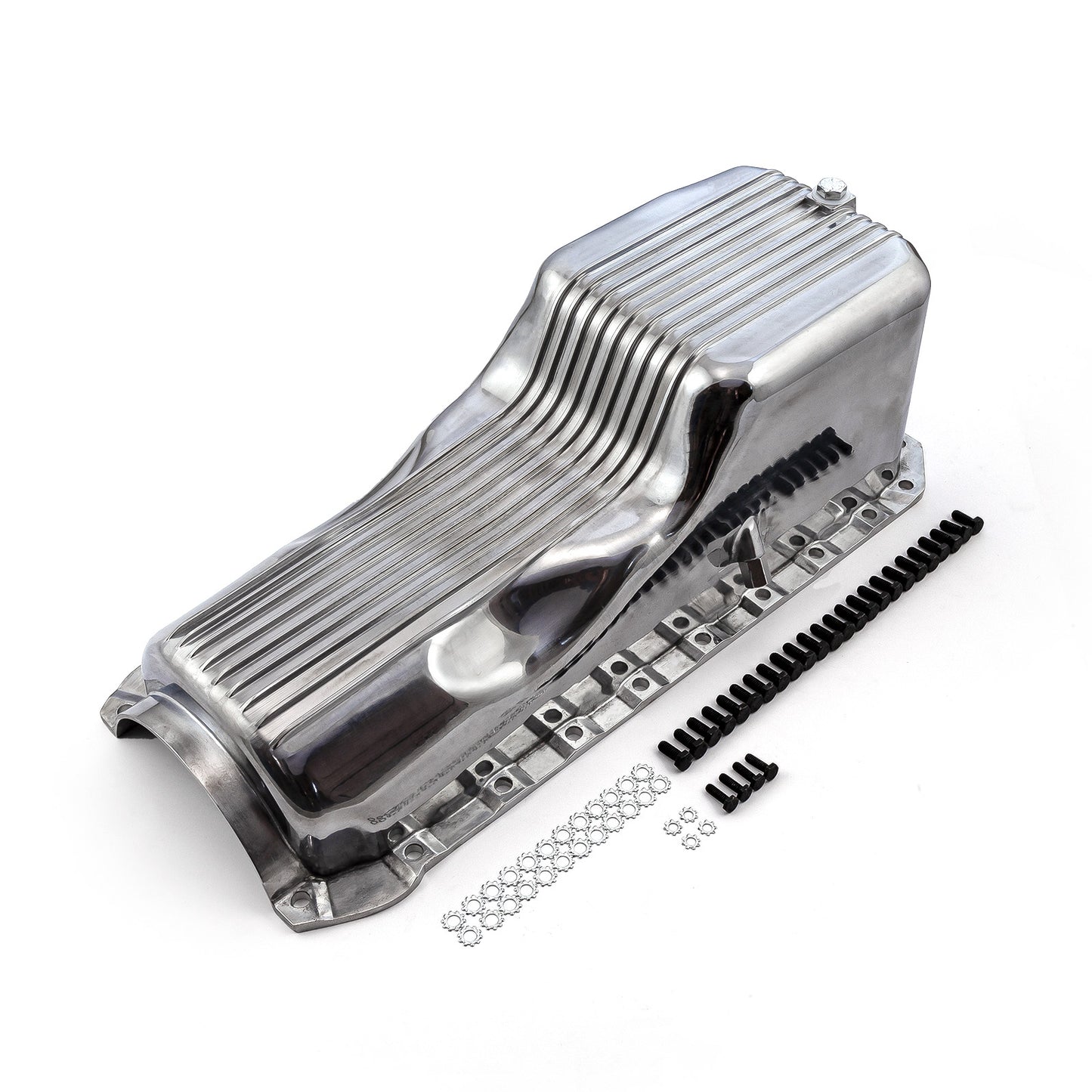 Cárter de aceite de aluminio con aletas pulidas para Chevy BBC 454, 2 piezas, 4.ª generación, 1965-1990