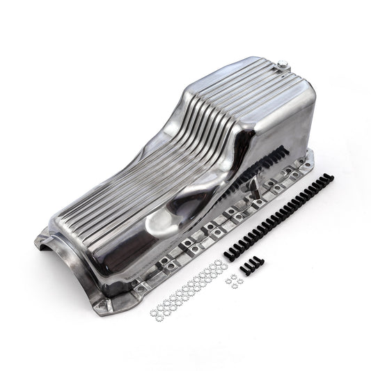 Cárter de aceite de aluminio con aletas pulidas para Chevy BBC 454, 2 piezas, 4.ª generación, 1965-1990