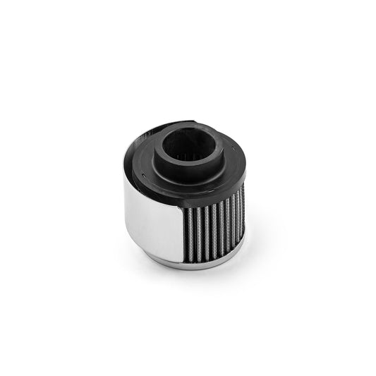 Chrome Valve Cover Filter Breather - w/Hood (1 3/8" Clamp On)