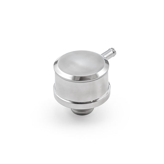 Respiradero de aluminio pulido con tapa de válvula lisa - con tubo de ventilación de PVC (a presión en el cuello de 1")