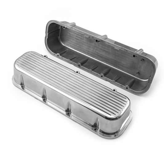 Chevy BBC 454 Nostalgic Finned Aluminum Valve Covers - Tall w/o Hole