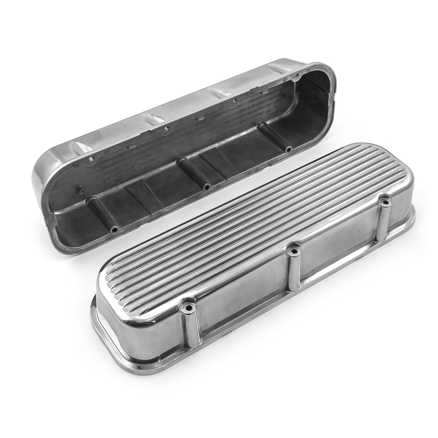 Tapas de válvulas de aluminio con aletas nostálgicas para Chevy BBC 454 - Altas sin orificio
