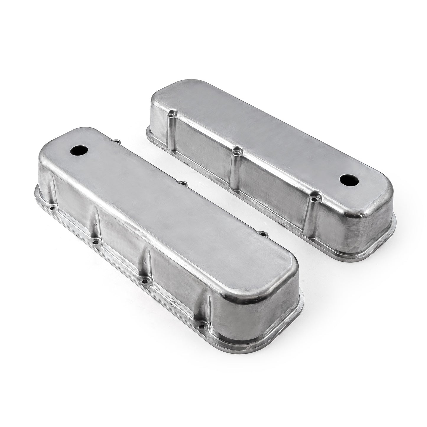 Tapa de válvulas lisa de aluminio pulido para Chevy BBC 454 - Alta con orificio