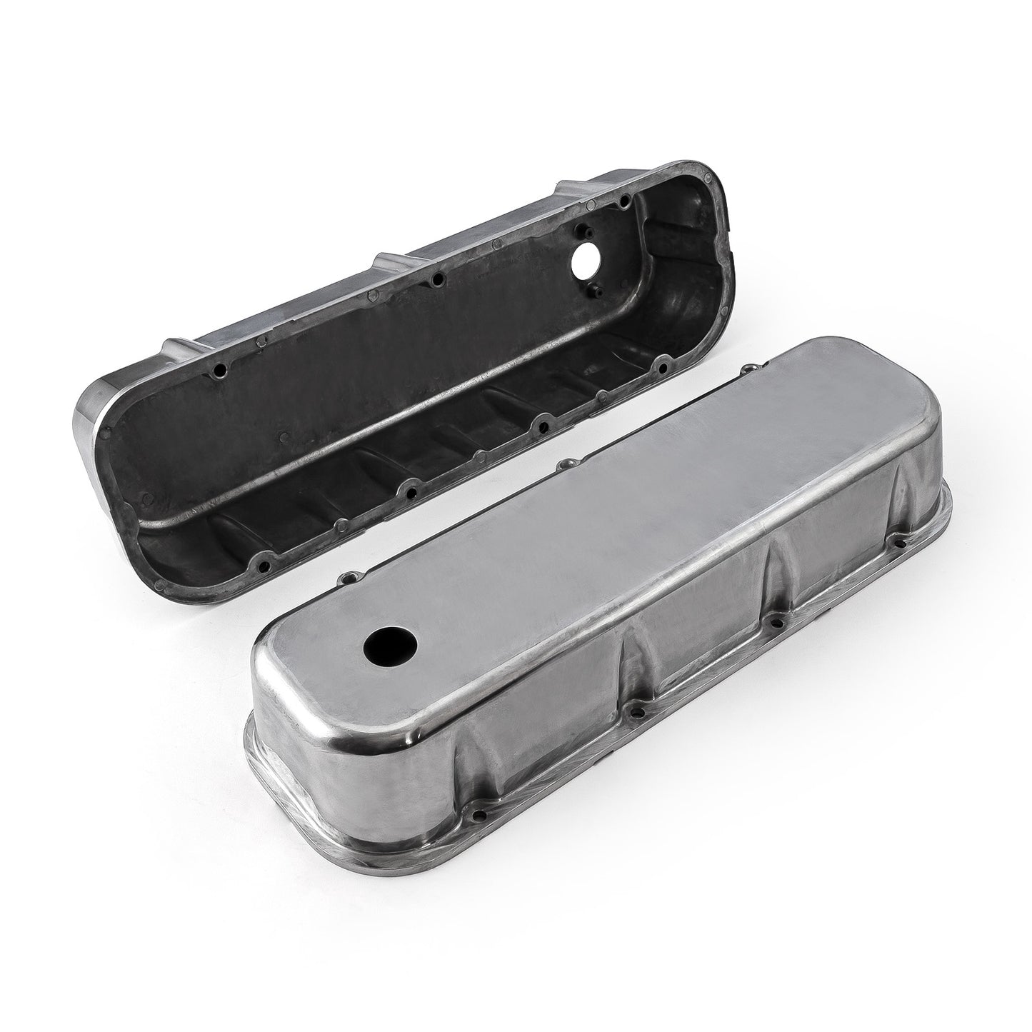 Chevy BBC 454 Polished Aluminum Plain Valve Cover - Tall w/ Hole