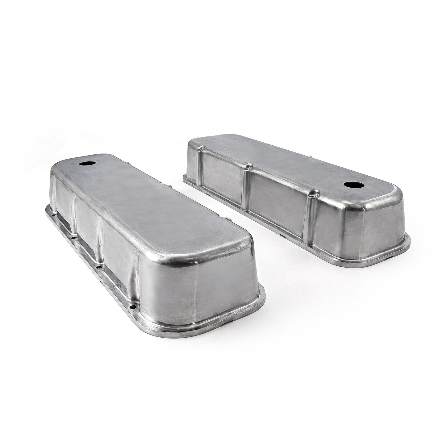 Tapa de válvulas lisa de aluminio pulido para Chevy BBC 454 - Alta con orificio