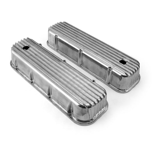 Chevy BBC 454 Nostalgic Finned Aluminum Valve Covers - Tall w/ Hole