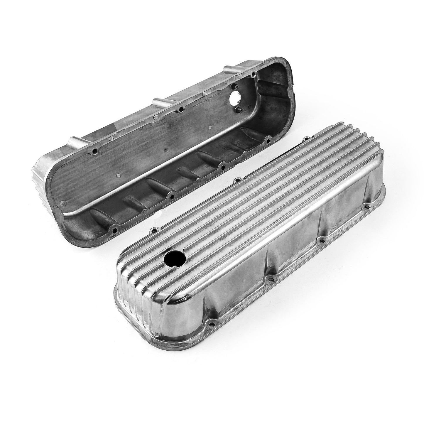 Tapas de válvulas de aluminio con aletas nostálgicas para Chevy BBC 454 - Altas con orificio