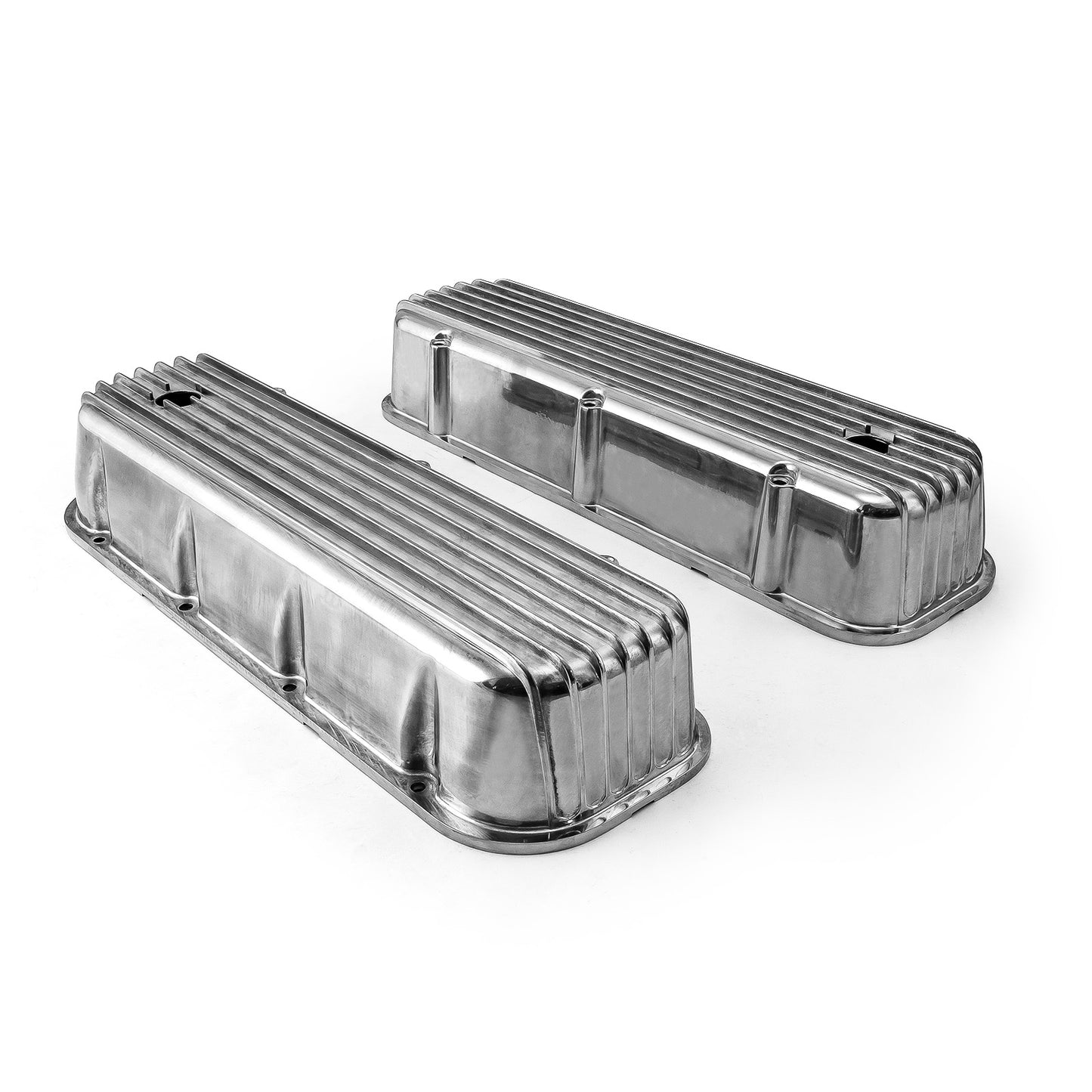 Chevy BBC 454 Nostalgic Finned Aluminum Valve Covers - Tall w/ Hole