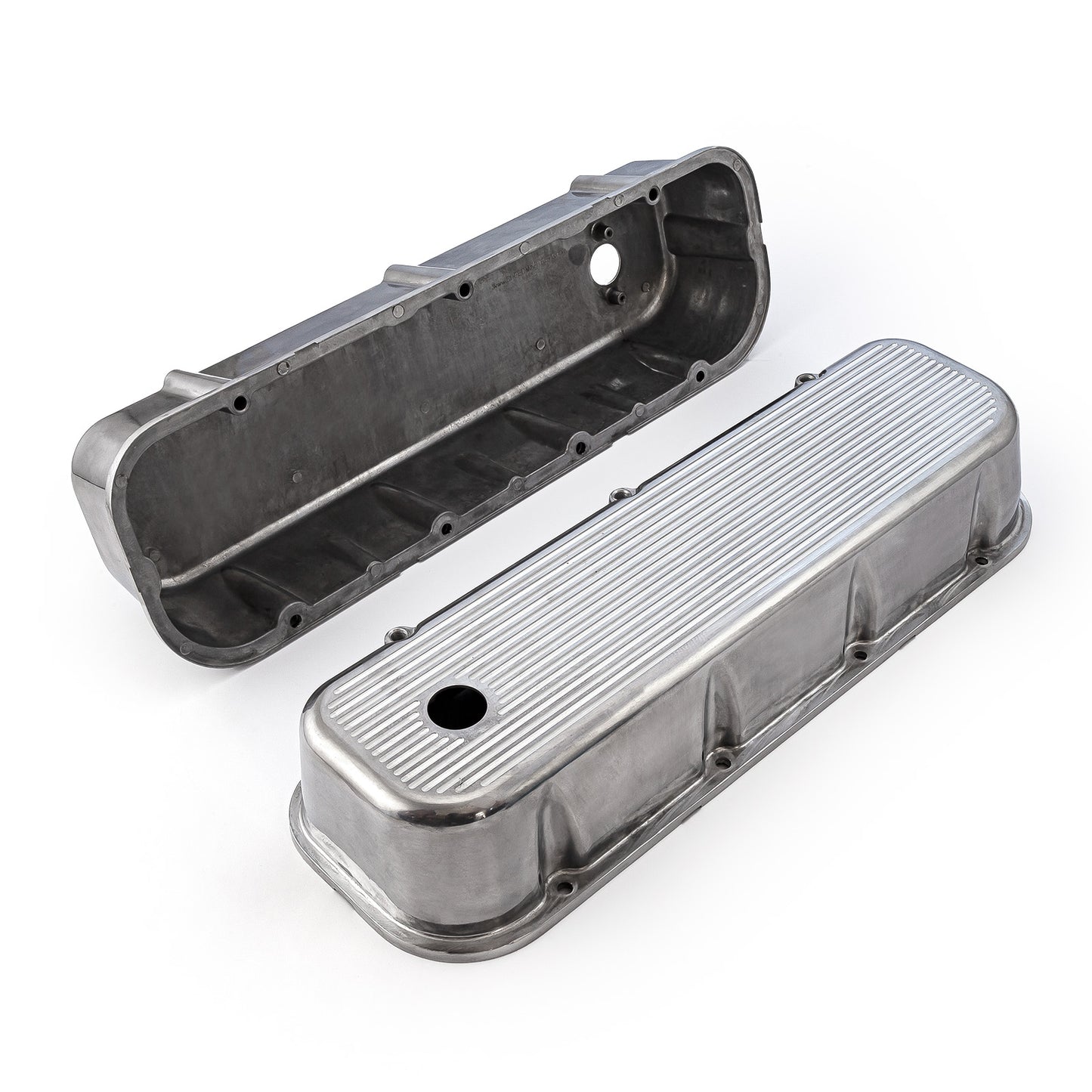 Tapas de válvulas de aluminio pulido fresado con bolas para Chevy BBC 454 - Altas con orificio