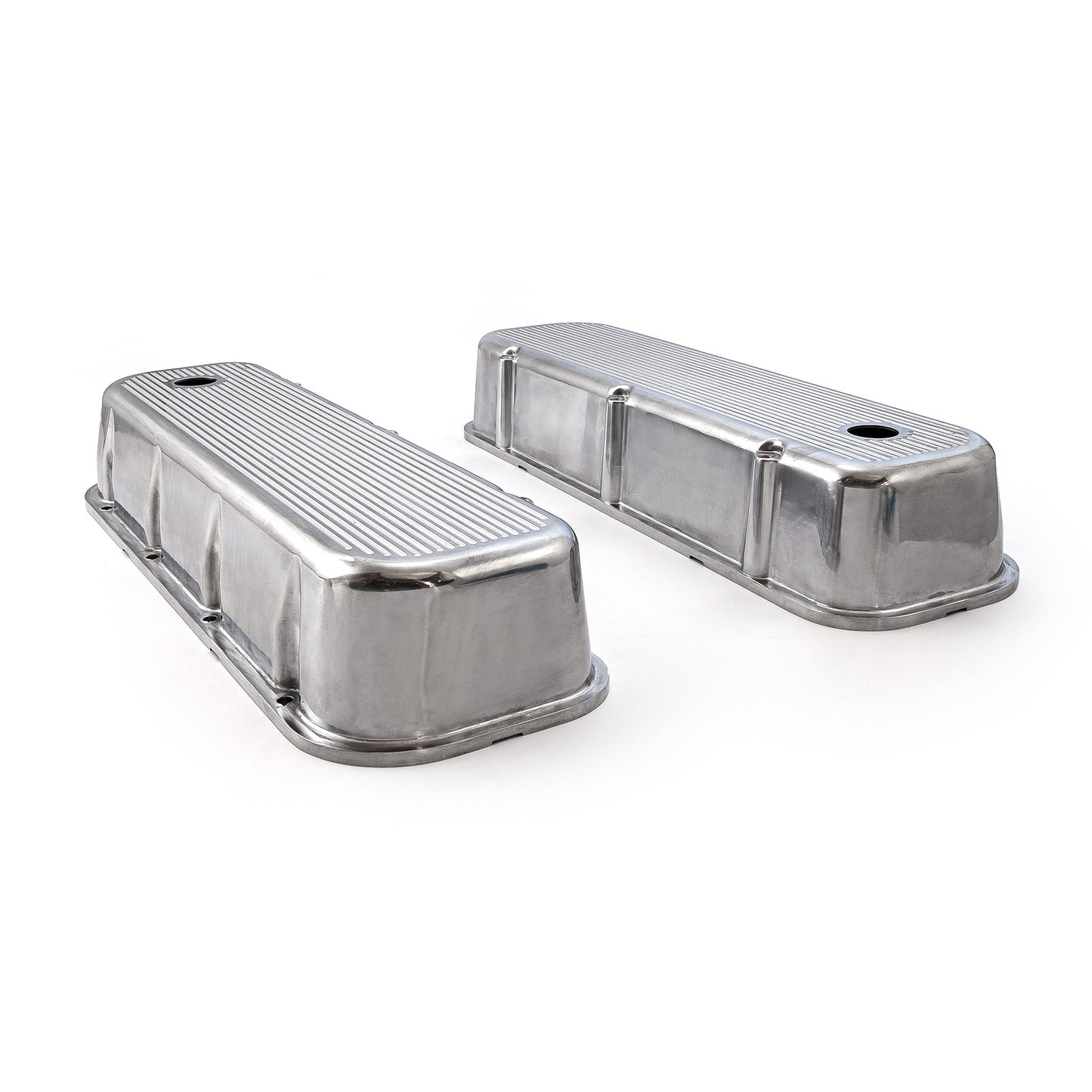 Tapas de válvulas de aluminio pulido fresado con bolas para Chevy BBC 454 - Altas con orificio