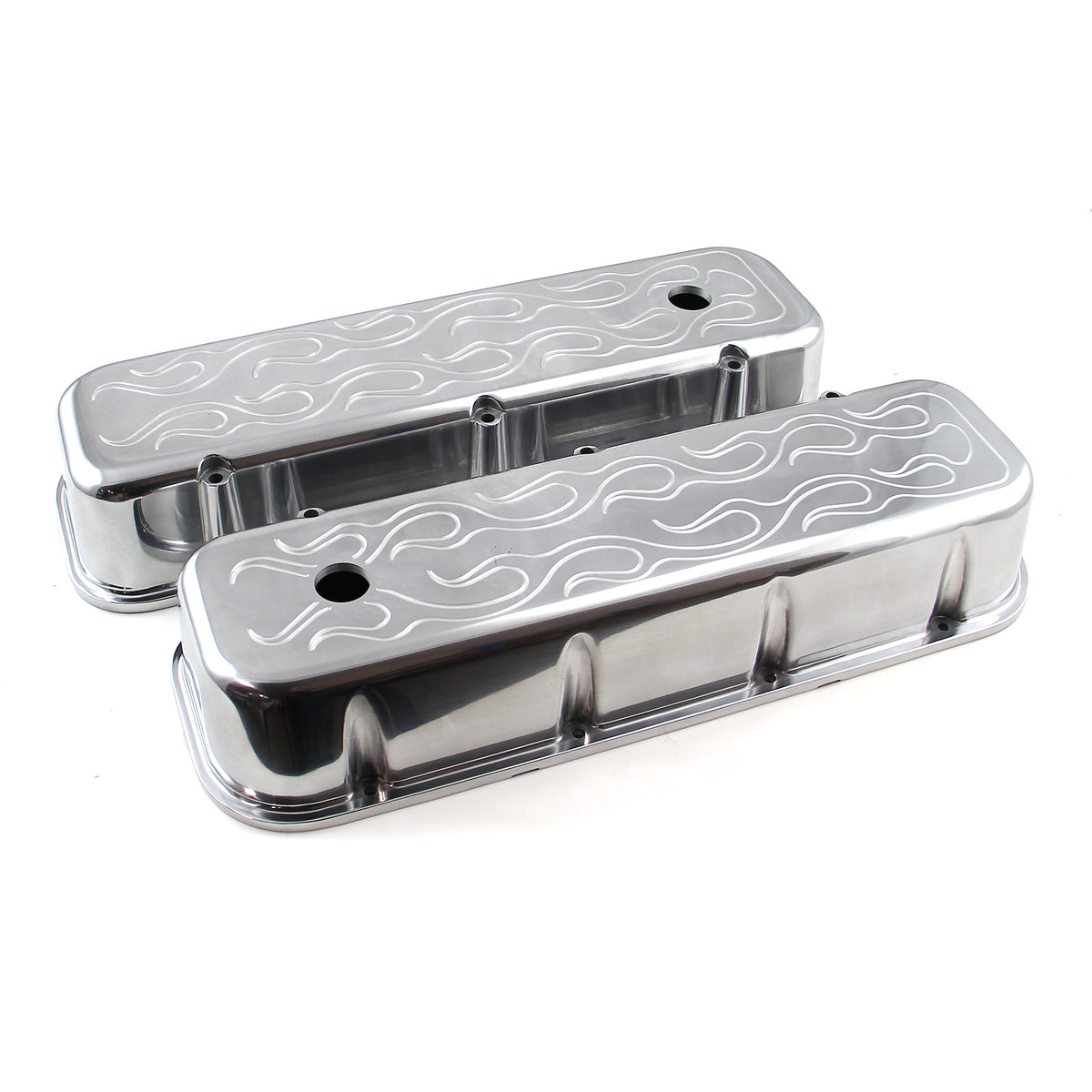 Tapa de válvula de aluminio flameado para Chevy BBC 454 - Alta con orificio
