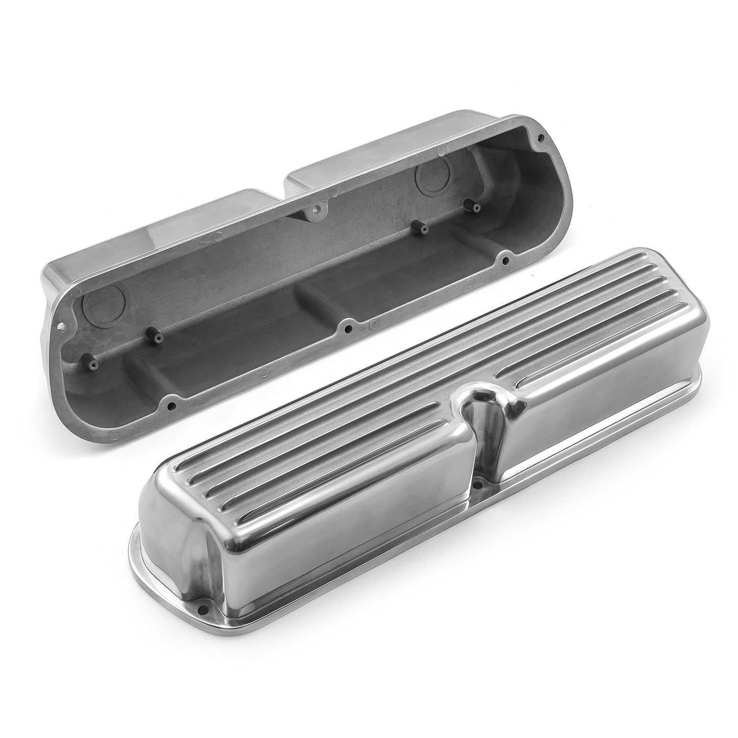 Tapas de válvulas de aluminio con aletas nostálgicas para Ford SB 289 302 351 Windsor, altas y sin orificio