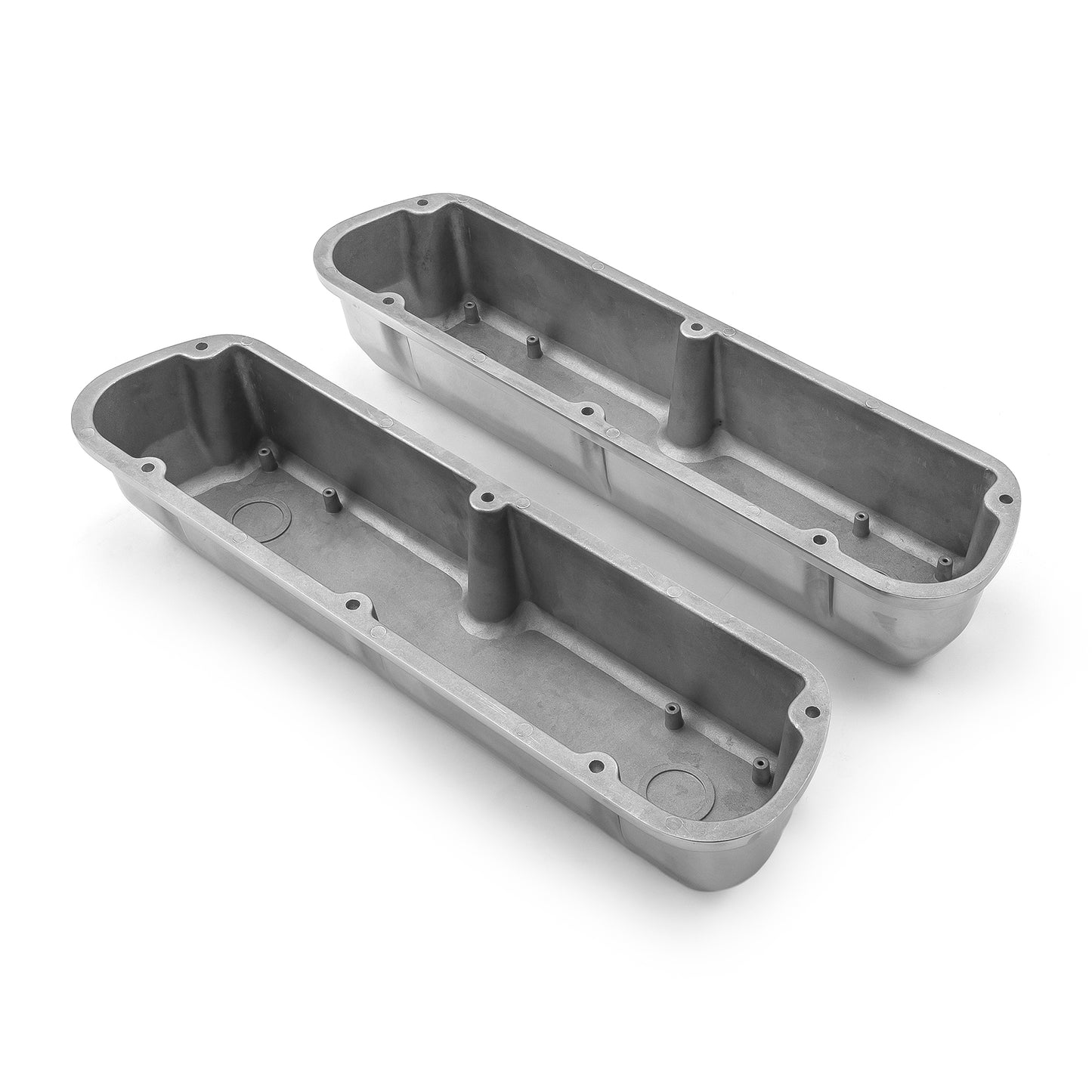 Ford SB 289 302 351 Windsor Nostalgic Finned Aluminum Valve Covers Tall w/o Hole