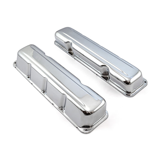 Amc 304 360 390 401 1968-79 Chrome Steel Valve Covers - 3 1/8" Tall w/o Hole