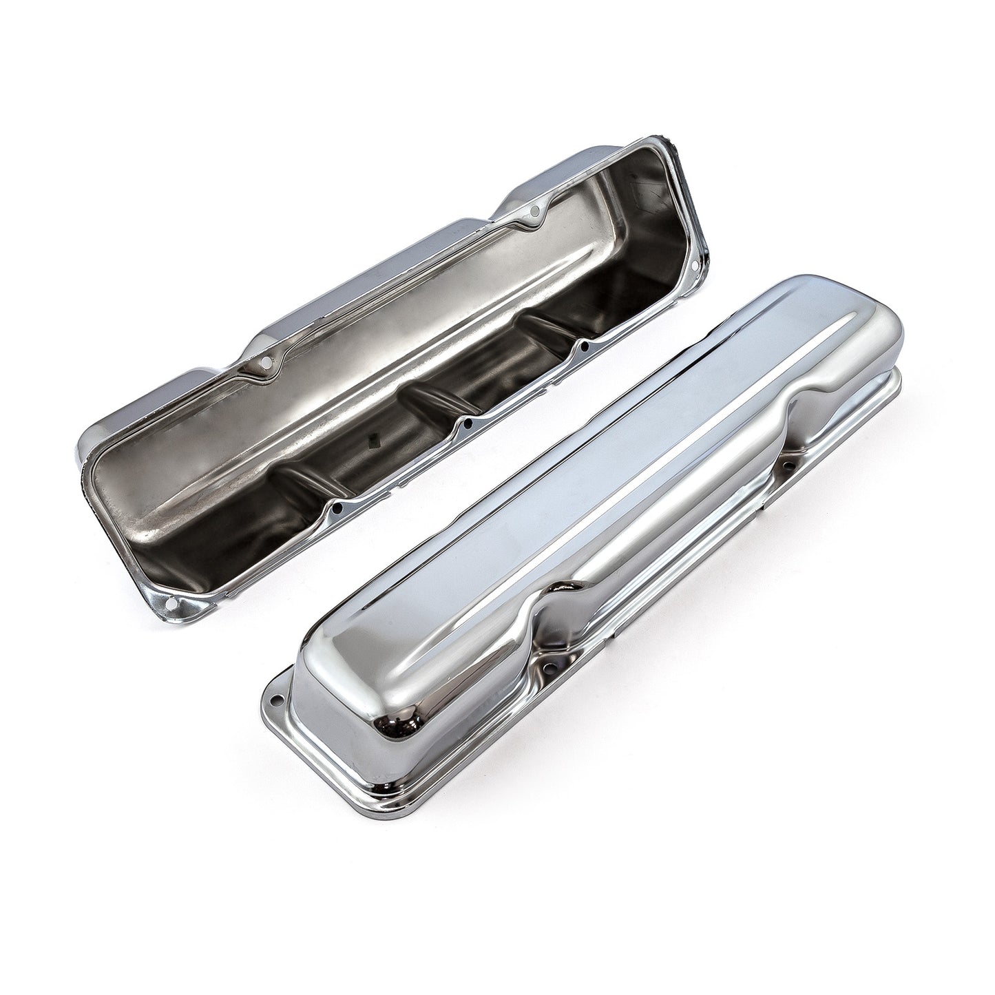 Amc 304 360 390 401 1968-79 Chrome Steel Valve Covers - 3 1/8" Tall w/o Hole
