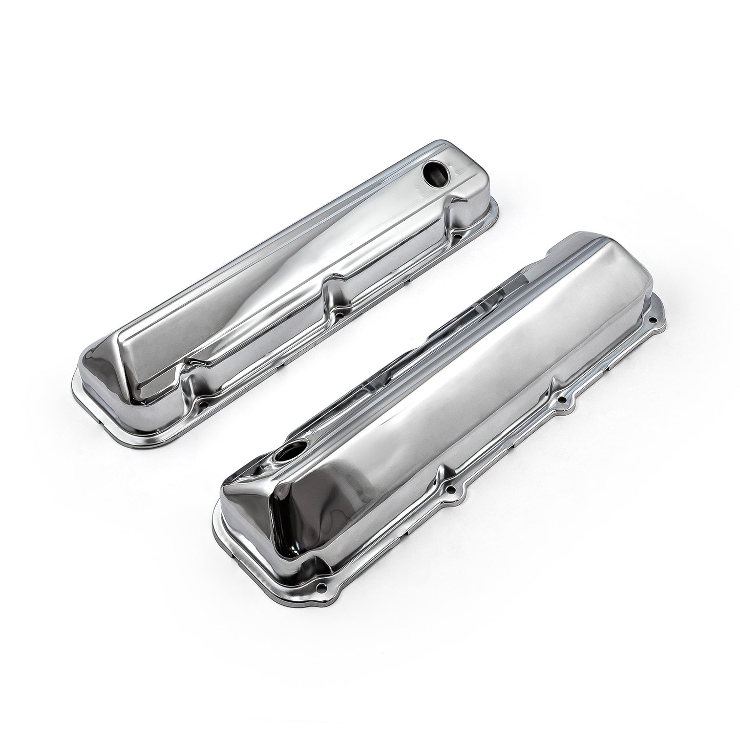 Tapas de válvulas de acero cromado Ford 429 460 de 3 1/2" de alto con orificio deflector