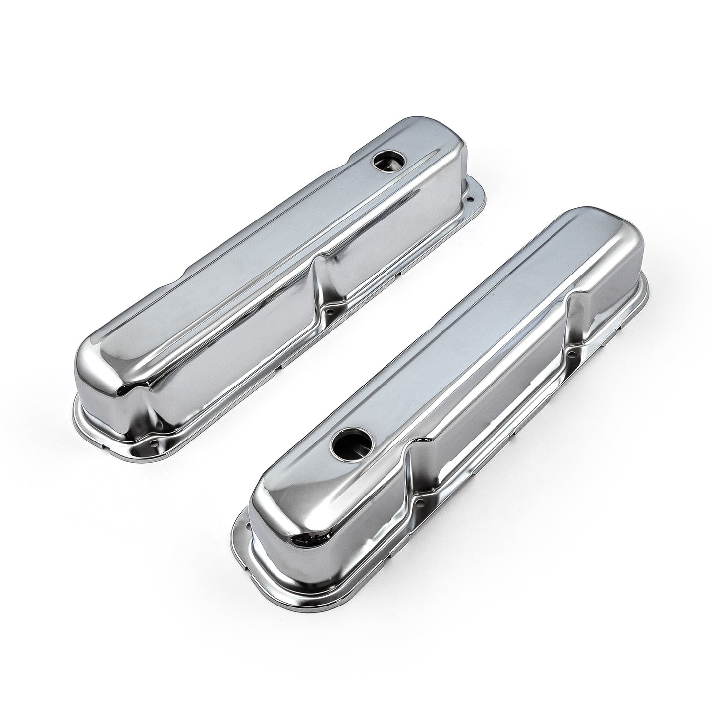 Tapas de válvulas de acero cromado Mopar Chrysler SB 318, 340 y 360, orificio deflector de 3 1/4" de alto