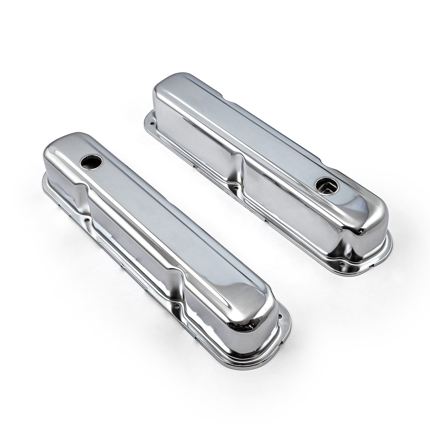 Tapas de válvulas de acero cromado Mopar Chrysler SB 318, 340 y 360, orificio deflector de 3 1/4" de alto