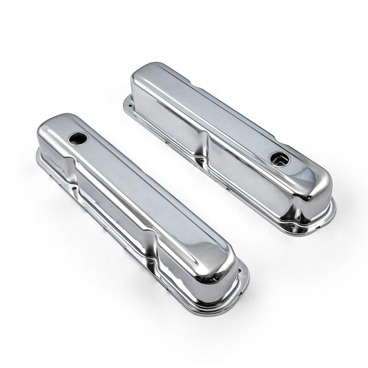 Mopar Chrysler SB 318 340 360 Chrome Steel Valve Covers 3 1/4" Tall Baffled Hole