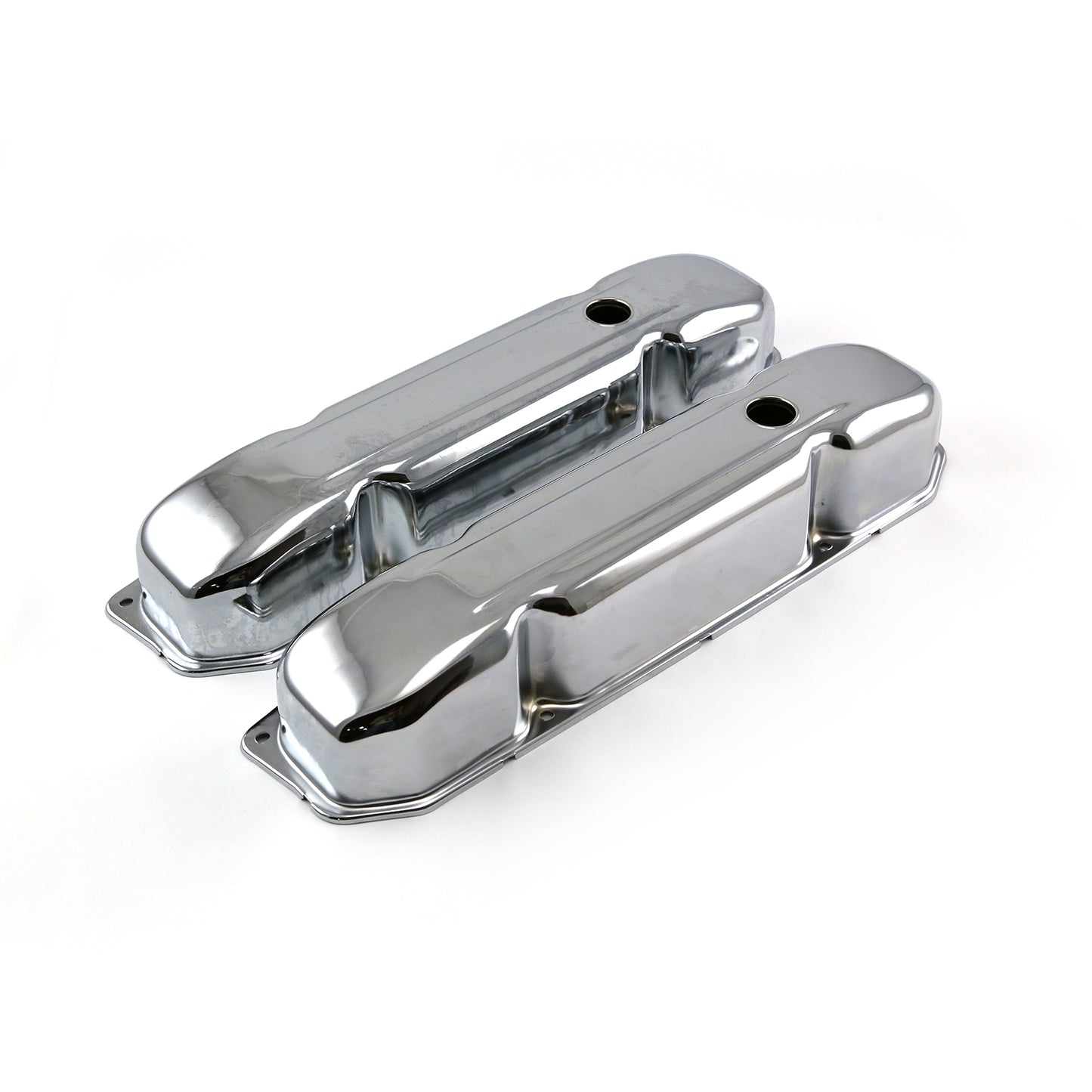 Tapas de válvulas de acero cromado Mopar Chrysler BB 383 440 de 3 3/4" de alto con orificio deflector