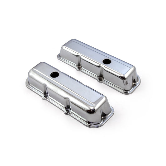 Chevy 173 2.8L V6 Chrome Steel Valve Covers - Short w/ Hole