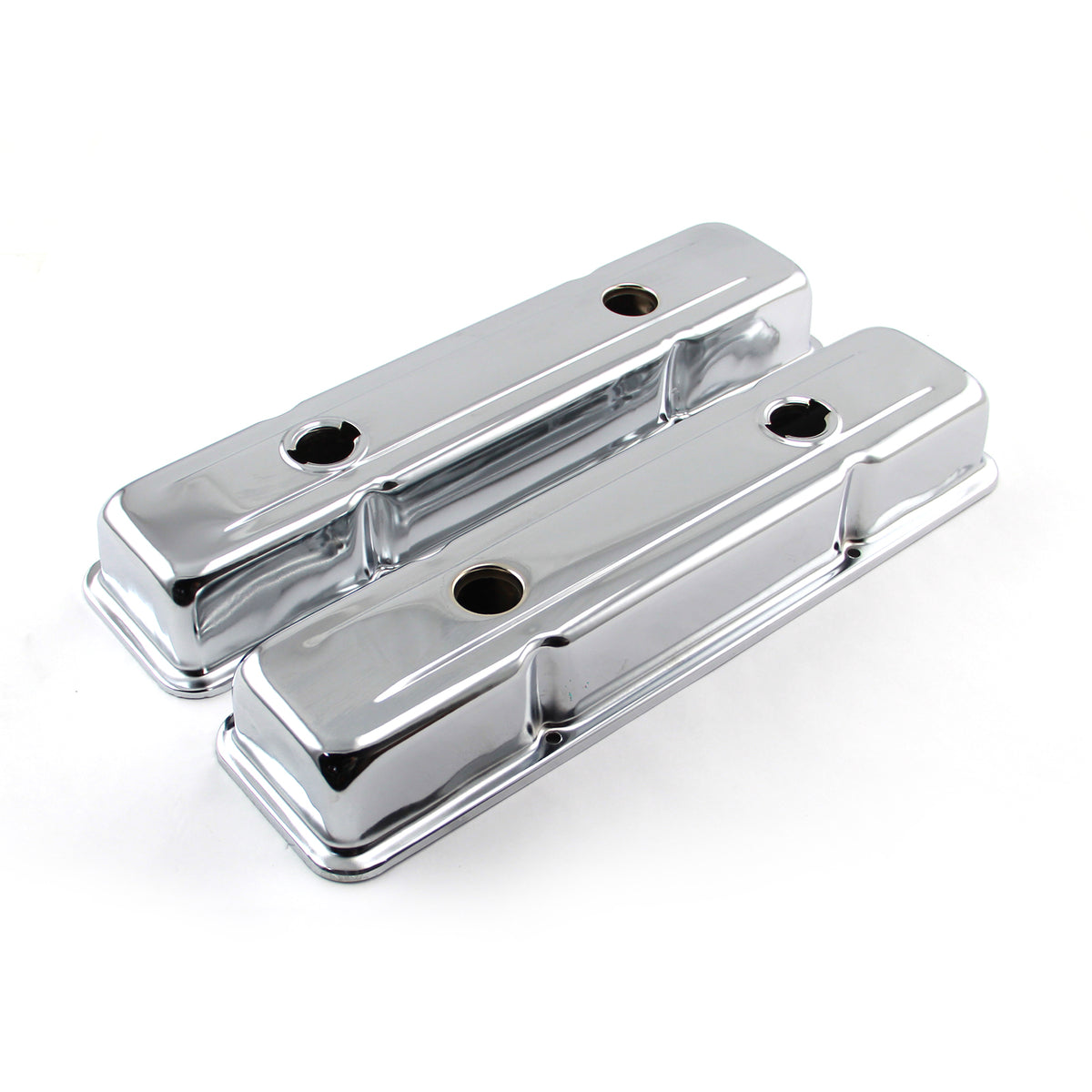Tapas de válvulas de acero cromado para Chevy SBC 350 (cortas, con 4 orificios deflectores)