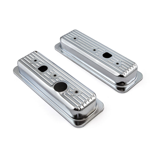 Chevy 262 4.3L V6 Center Bolt Chrome Steel Valve Cover - Short w/ Truck Cap Hole