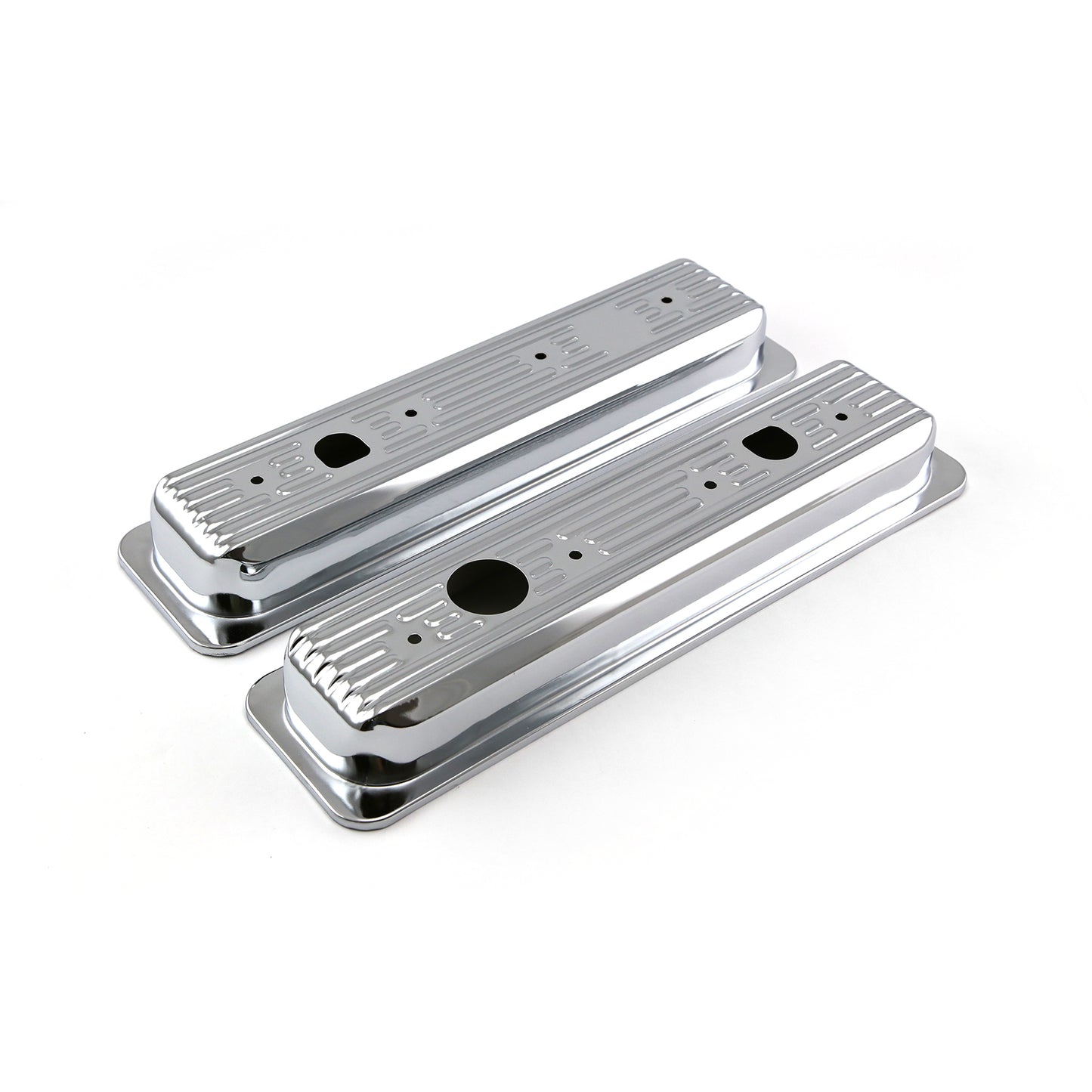 Tapas de válvulas de acero cromado con perno central para Chevy SBC 350 (cortas, con orificio para tapa de camión)