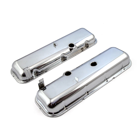 Chevy BBC 454 STD Style Chrome Valve Covers - Short w/ Baffled Hole
