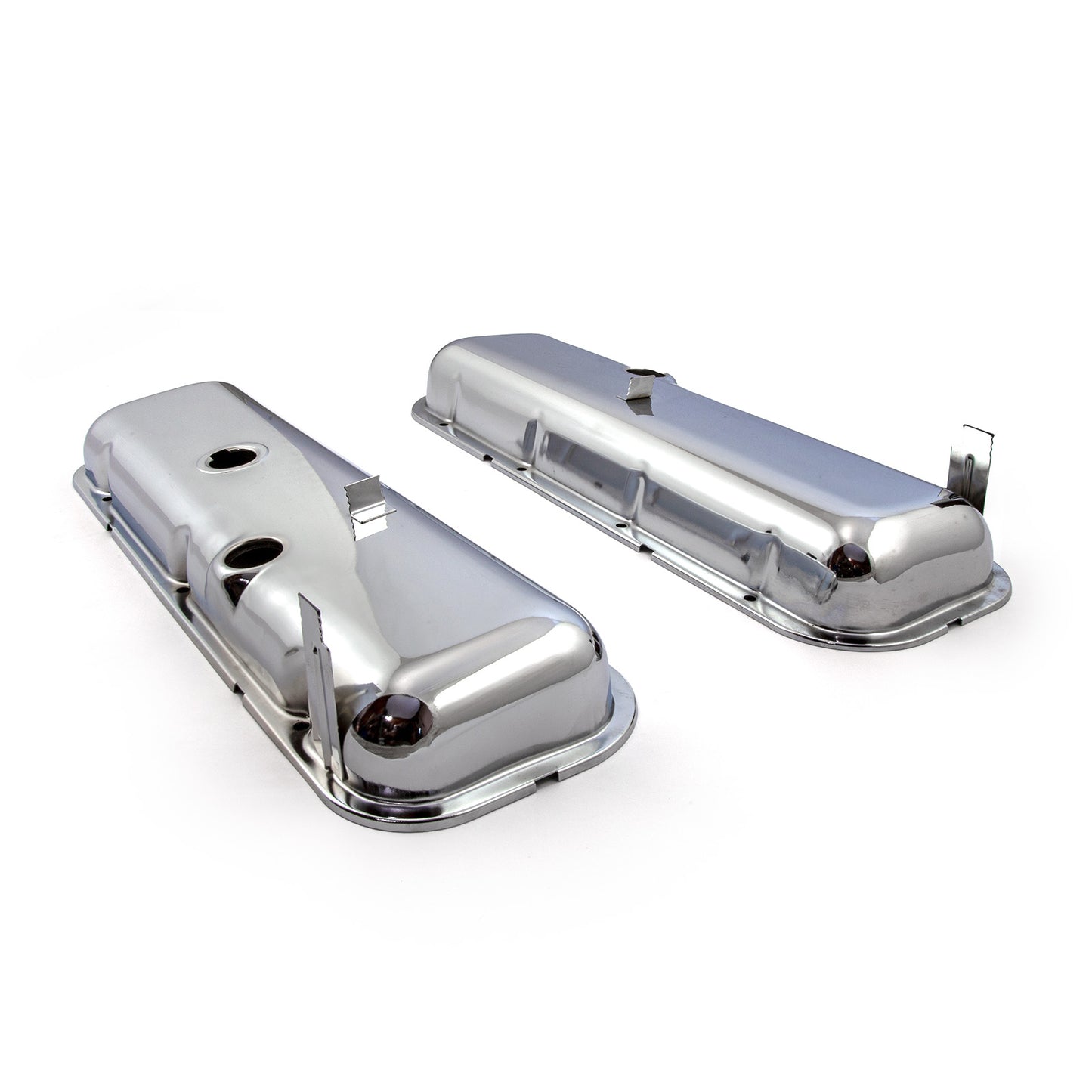 Chevy BBC 454 STD Style Chrome Valve Covers - Short w/ Baffled Hole