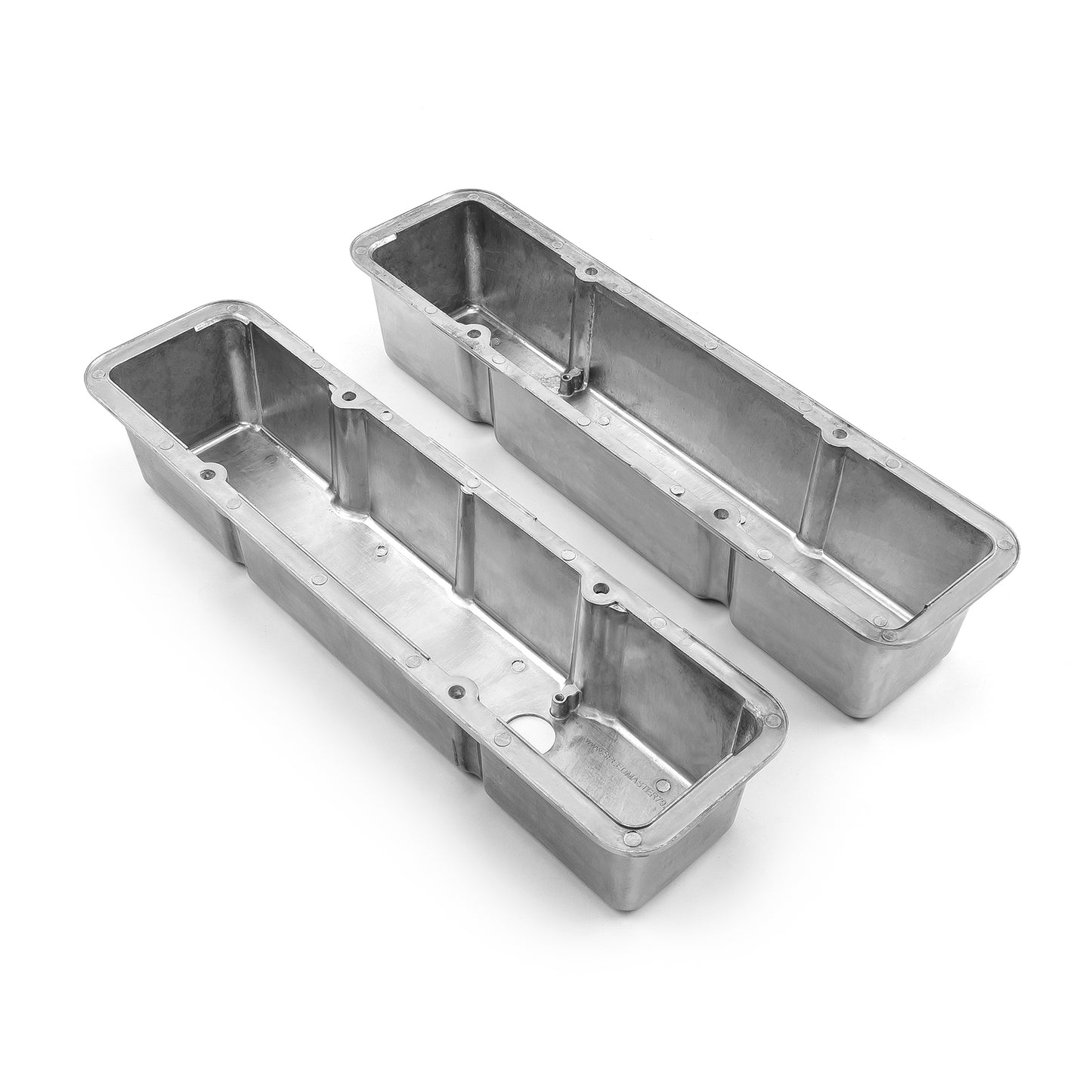 Chevy SBC 350 Polished Aluminum Plain Valve Covers - Tall w/ Hole