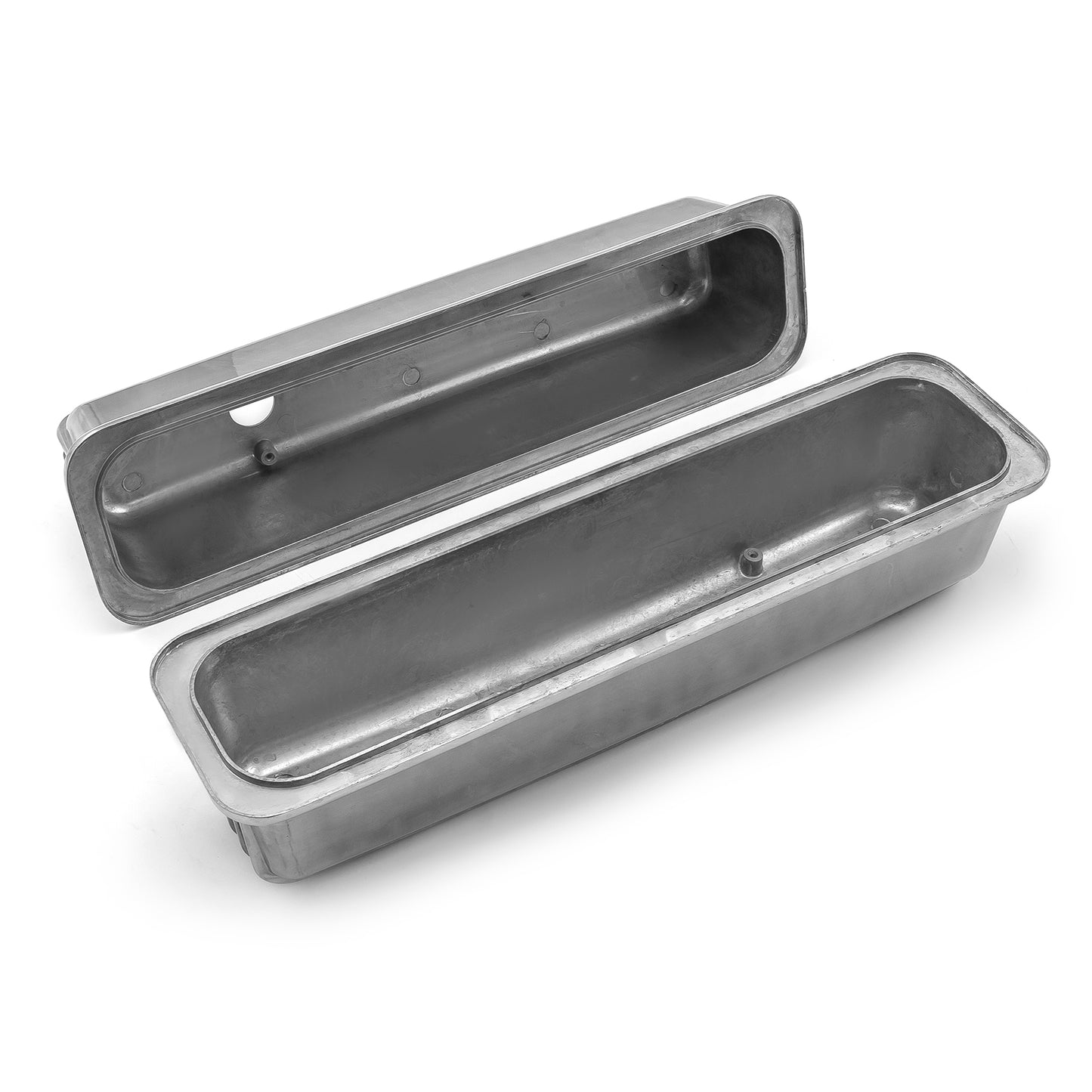 Tapas de válvulas de aluminio con aletas y pernos centrales nostálgicos para Chevy SBC 350 - Altas con orificio