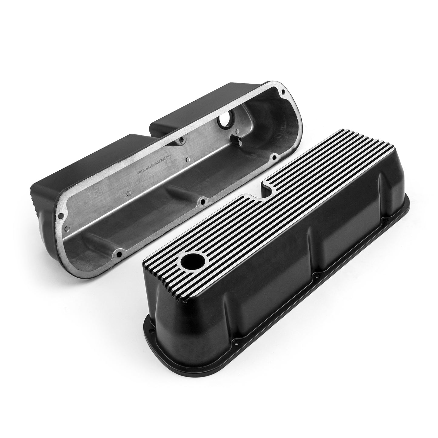 Tapas de válvulas acanaladas de aluminio negro Windsor para Ford SB 289 302 351, altas y con orificio