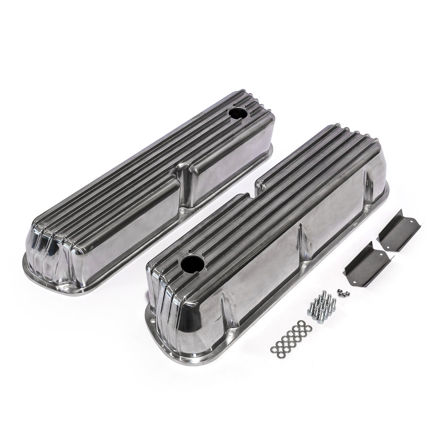 Tapas de válvulas altas de aluminio con aletas y orificios para Ford SB 289 302 351 Windsor