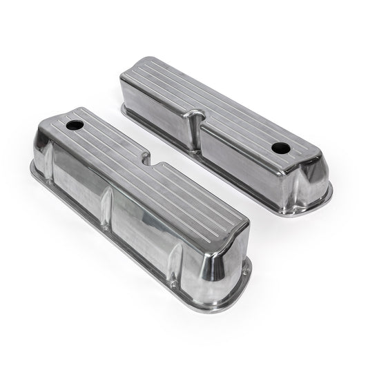 Tapas de válvulas Ford SB 289 302 351 Windsor de aluminio pulido, fresadas con bolas, altas, con orificio