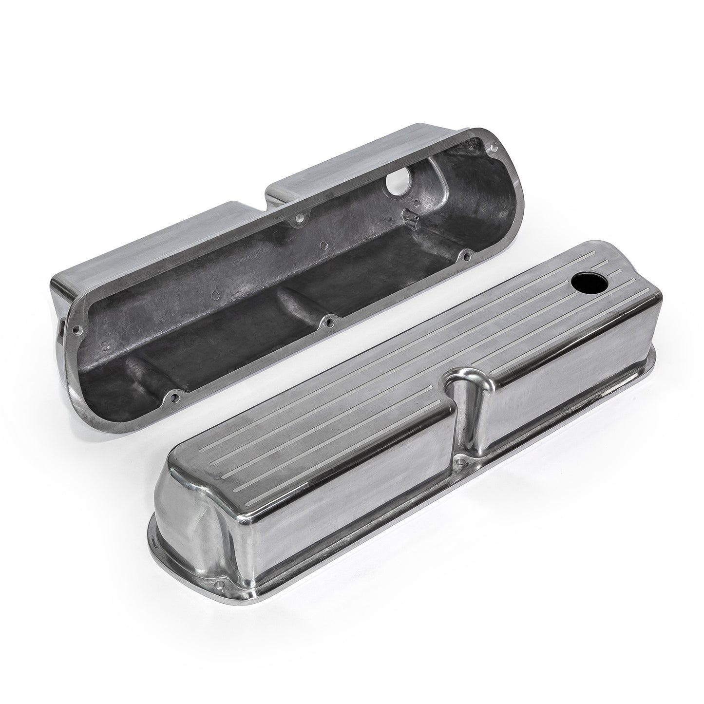 Tapas de válvulas Ford SB 289 302 351 Windsor de aluminio pulido, fresadas con bolas, altas, con orificio