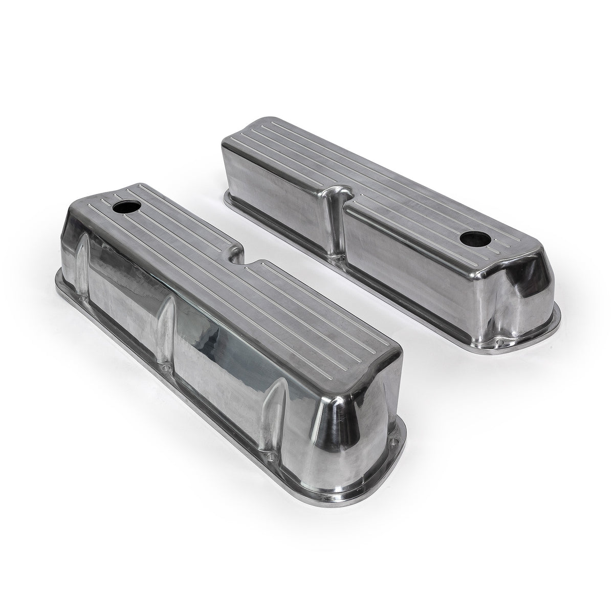 Ford SB 289 302 351 Windsor Polished Alum. Ball Milled Valve Covers Tall w/Hole