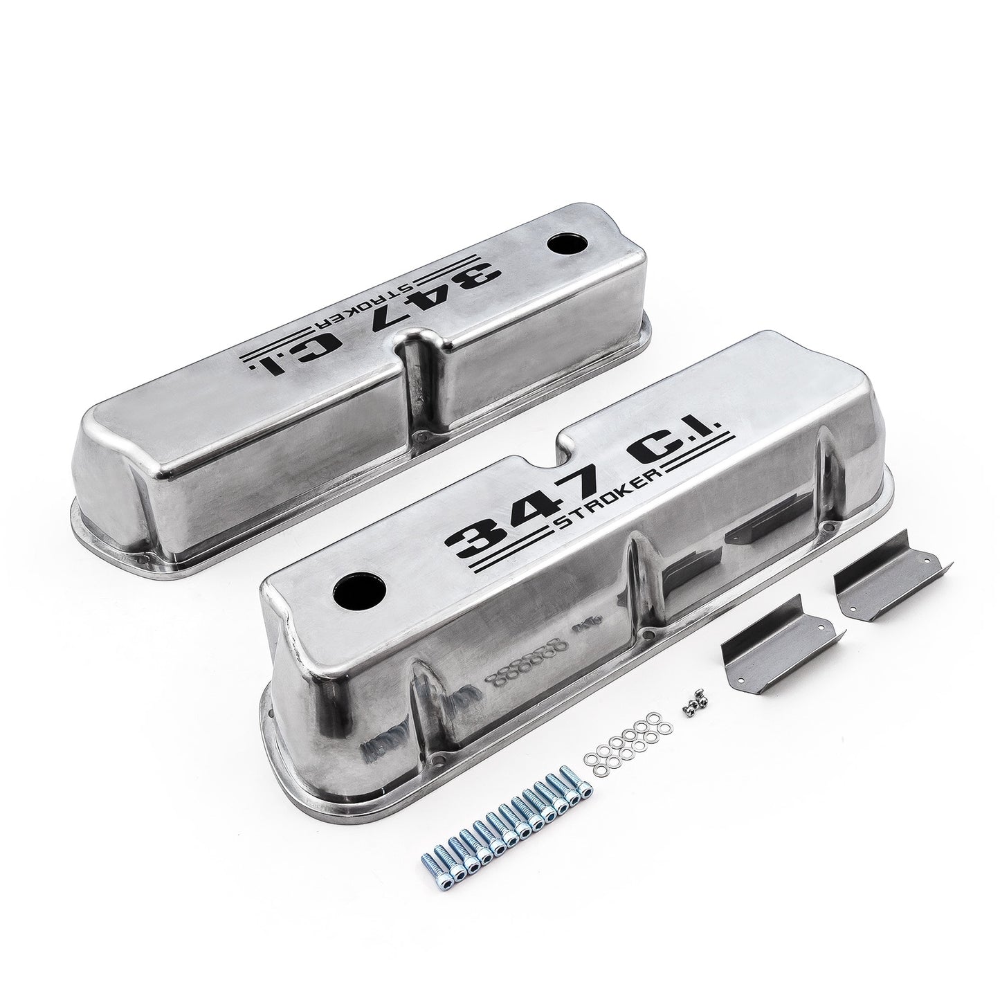 Tapas de válvulas de aluminio pulido para Ford SB 289, 302 y 351w, con letras negras, para motor 347 Stroker