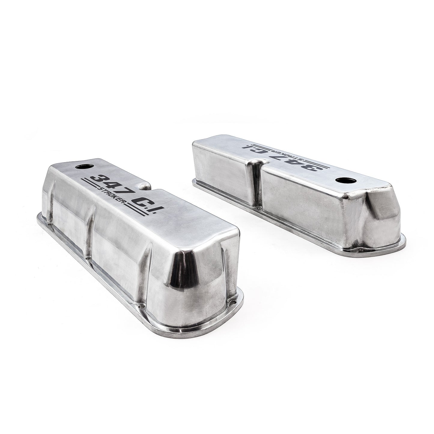 Ford SB 289 302 351w Polished Aluminum 347 Stroker Black Letter Valve Covers