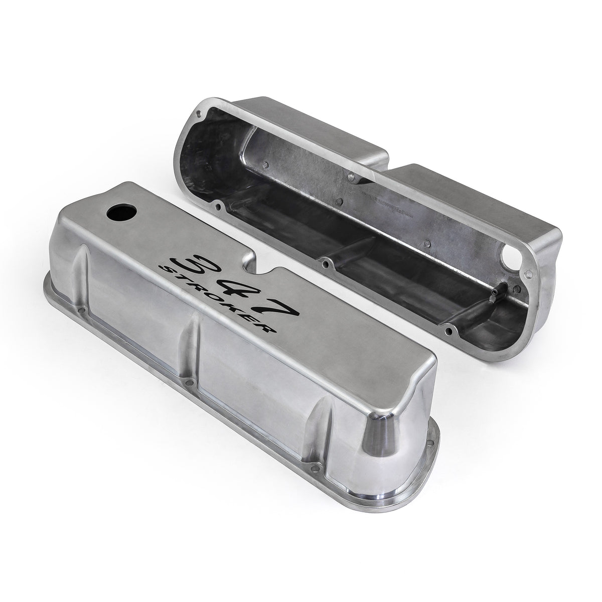 Ford SB 289 302 351w Polished Aluminum 347 Stroker Black Letter Valve Covers