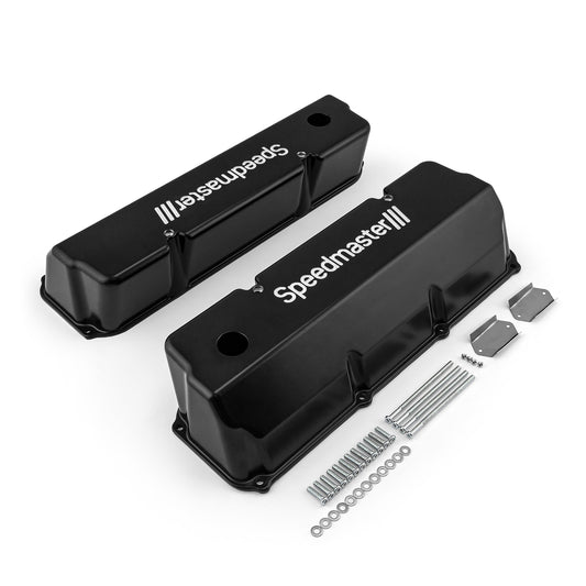 Tapas de válvulas de aluminio negro Cleveland para Ford 302 351C - Altas con orificio