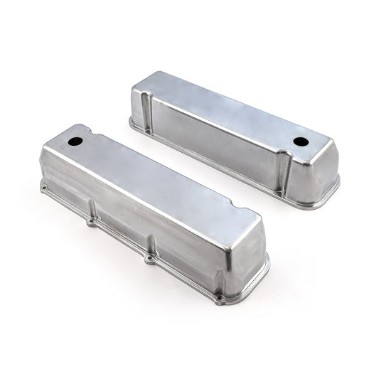 Ford 429 460 Polished Aluminum Plain Valve Covers - Tall w/ Hole